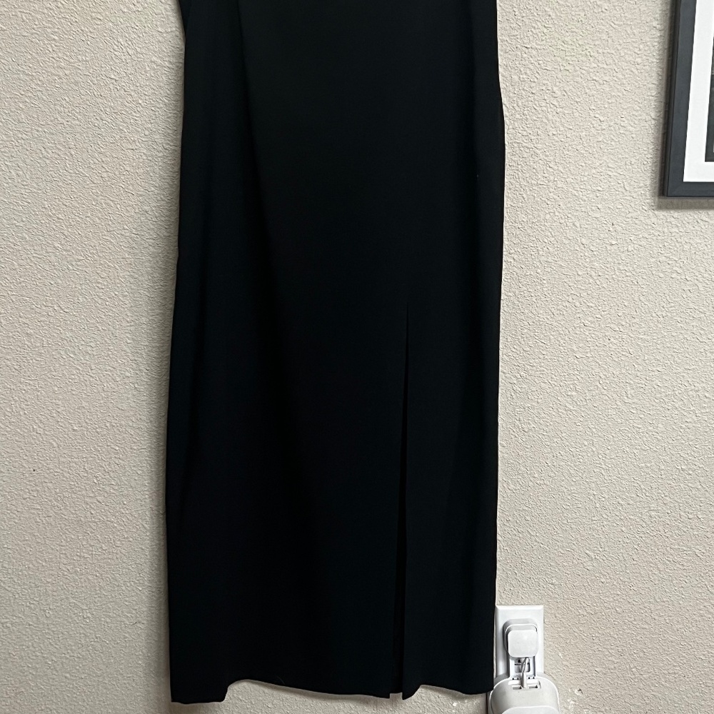 Linda Allard for Ellen Tracy Wool Crepe Long Black Pencil Skirt Women's 16
